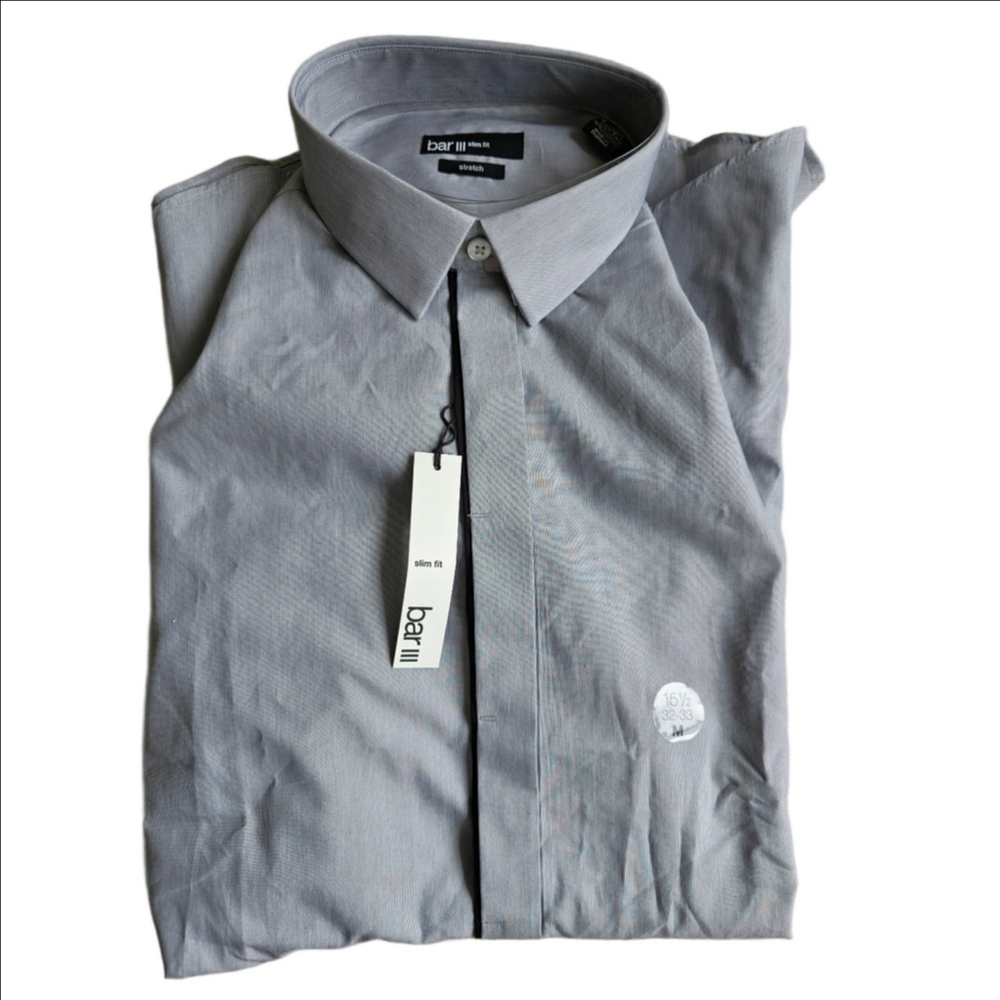 New Bar III Slim-Fit Stretch Dress Shirt, Grey
